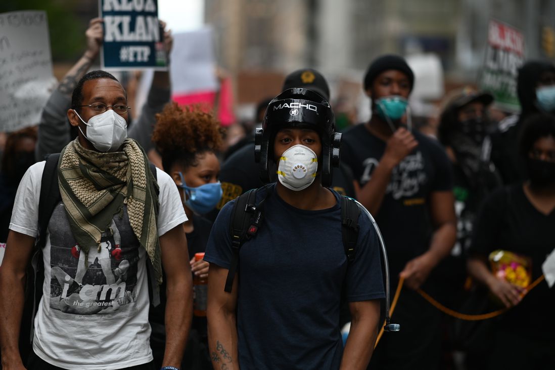 Protesters and police in Manhattan, June 2, 2020